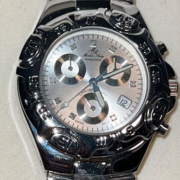 MR Markus Ruby Poseidon watch mens chronograph 22 M water resistant 8 diamonds - Picture 3 of 6